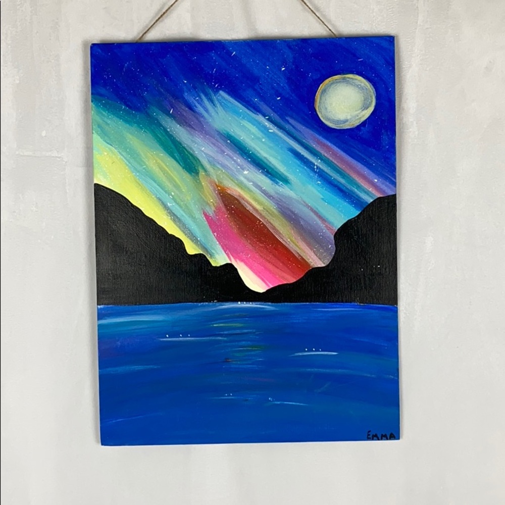 Northern Lights Mountain Hang Wall Decor Painting